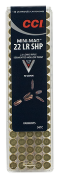 CCI 36CC Mini-Mag High Velocity 22LR 40gr Segmented Hollow Point 100 Per Box/50 Case                                                                                                                    