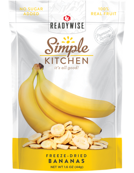 ReadyWise SK05007 Simple Kitchen Freeze Dried Fruit Bananas 1 Serving Pouch 6 Per Case                                                                                                                  