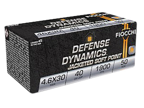 Fiocchi 46EXB Defense Dynamics 4.6x30mmH&K 40gr Jacketed Soft Point 50 Per Box/20 Case