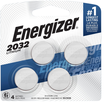 Energizer 2032BP4C3 CR2032 Lithium Battery  Silver 3.0 V 235 mAh, Qty (4) Single Pack                                                                                                                   