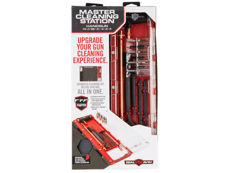 Real Avid AVMCSP Master Cleaning Station Pistol .22/9mm/.357/.38/.40/.45 Cal Bronze, Nylon