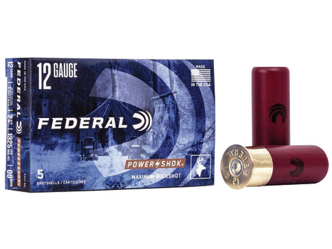Federal F12700 Power-Shok Magnum 12Gauge 2.75" 9Pellets 1 3/16oz 00BuckShot 5 Per Box/50 Case