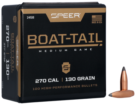 Speer 1458 Boat-Tail  270Cal 130gr Spitzer Boat Tail Soft Point 100 Per Box/5 Case                                                                                                                      