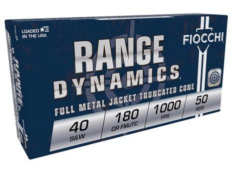Fiocchi 40SWD Range Dynamics 40S&W 180gr Full Metal Jacket Truncated Cone 50 Per Box/20 Case