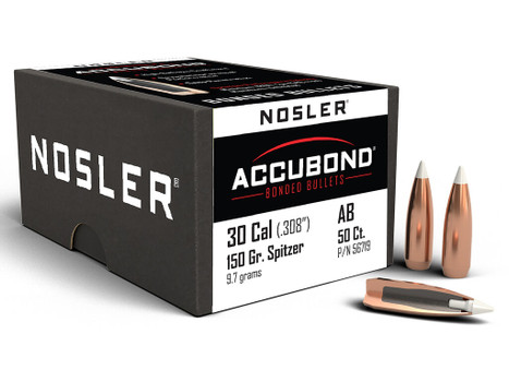 Nosler 56719 AccuBond 30Cal 150gr Spitzer Point Boat Tail 50/Box
