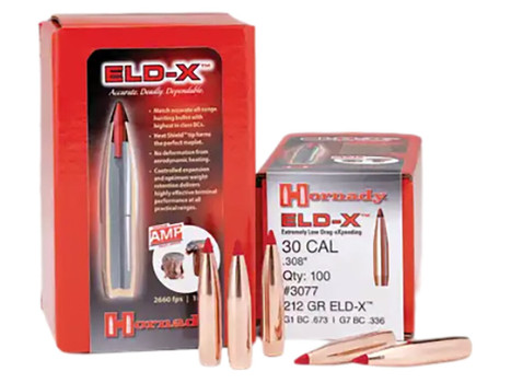 Hornady 3077 ELD-X 30 Cal .308 212 gr Extremely Low Drag eXpanding 100 Per Box/ 15 Case