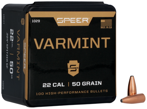 Speer 1029 Varmint  22Cal 50gr Jacketed Soft Point 100 Per Box/5 Case                                                                                                                                   