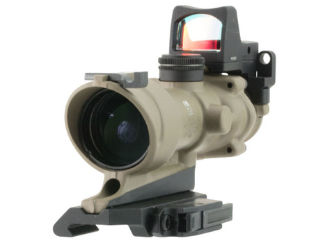 Trijicon 100555 ACOG ECOS Combo Flat Dark Earth 4x32mm Illuminated Amber Crosshair .223 BDC Reticle