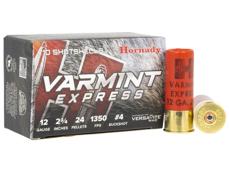 Hornady 86243 Varmint Express 12 Gauge 2.75" 4 Buck Shot 10 Per Box/ 10 Case