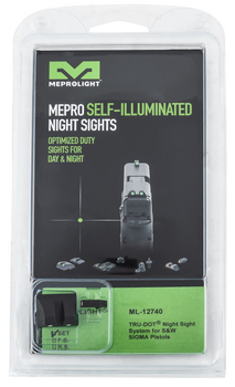 Meprolight USA 127403101 Tru-Dot  Green Tritium White Outline Front Sight-Green Tritium White Outline Rear Sight Smith & Wesson SIGMA/SDVE                                                              