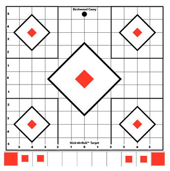 Birchwood Casey 33922 Stick-A-Bull Sight-In Self-Adhesive Paper White/Red 12" 5-Diamond 5 Pack                                                                                                          