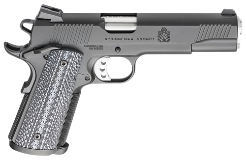 Springfield Armory PC9108LCA18 1911 TRP *CA Compliant 45 ACP 7+1, 5" Match Grade Stainless Steel Barrel, Black Cerakote Serrated Carbon Steel Slide &^ Frame w/Beavertail, Black G10 Grip               