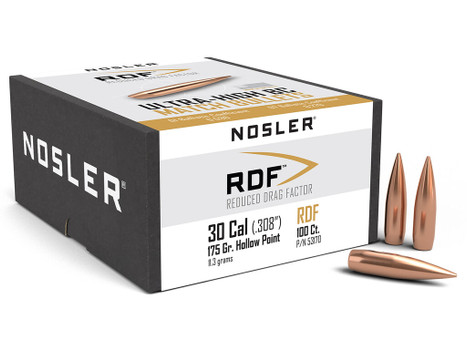 Nosler 53170 RDF Match 30Cal 175gr Hollow Point Boat Tail 100/Box