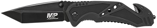 Smith & Wesson Knives SWMP11BCP M&P Rescue 3.80" Folding Tanto Plain Black Stainless Steel Blade Black G10 Handle Features Glass Breaker/Seat Belt Cutter Includes Pocket Clip                          
