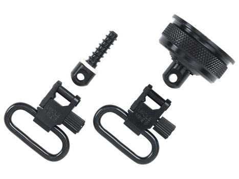 Uncle Mike's 18032 Mag Cap Swivel Set made of Steel with Blued Finish, 1" Loop Size & Quick Detach Style for 12 Gauge Remington 11-87 Includes Two Super Swivels