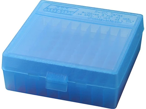 MTM Case-Gard P1004424 Case-Gard P-100 Multi-Caliber Handgun Clear Blue Polypropylene 100rd