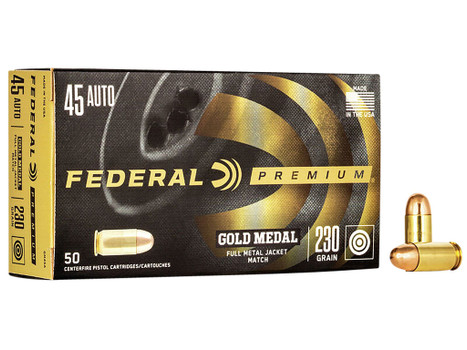 Federal GM45A Premium Gold Medal 45ACP 230gr Full Metal Jacket 50 Per Box/20 Case