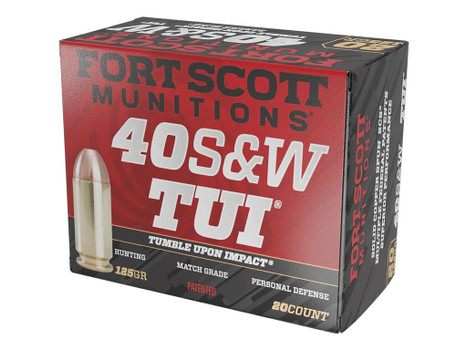 Fort Scott Munitions 400125SCV Tumble Upon Impact (TUI) 40S&W 125gr Solid Copper Spun 20 Per Box/25 Case