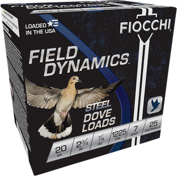 Fiocchi 20DLS7 Field Dynamics Dove & Quail 20Gauge 2.75" 7/8oz 7Shot 25 Per Box/10 Case                                                                                                                 