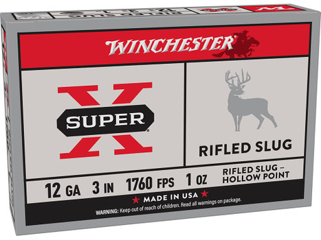 Winchester Ammo X123RS15 Super X 12Gauge 3" 1oz Rifled Slug Shot 5 Per Box/50 Case