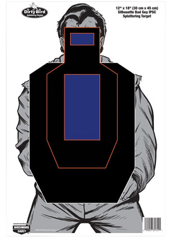 Birchwood Casey 35721 Dirty Bird Bad Guy IPSC Silhouette Tagboard Hanging Pistol 12" x 18" Black/Blue/White 100 Per Pkg                                                                                 