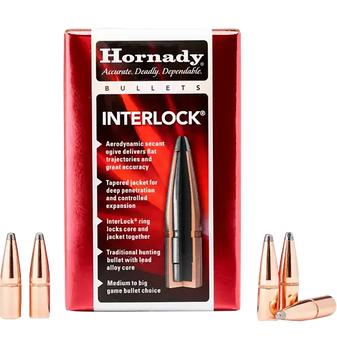 Hornady 3045 InterLock  30 Cal .308 165 gr Boat Tail Spire Point 100 Per Box/ 15 Case                                                                                                                   