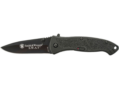 Smith & Wesson Knives SWATMBCP S.W.A.T. 3.20" Folding Plain Black 4034 SS Blade Black Aluminum Handle Includes Pocket Clip