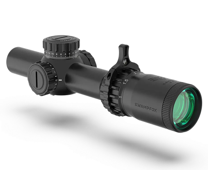 Swampfox Optics THK14241GF Tomahawk II  Black 1-4x 24mm 30mm Tube Bright Fiber Optic Green Reticle                                                                                                      