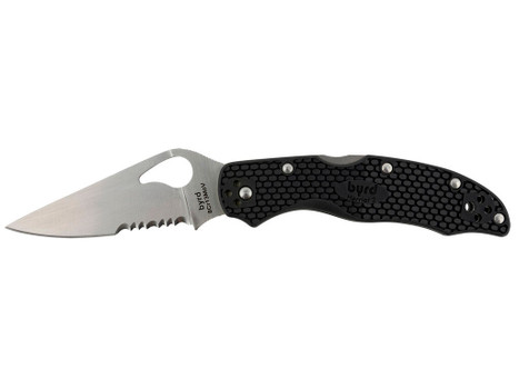 Spyderco BY01PSBK2 Byrd Harrier 2 Lightweight 3.36" Folding Part Serrated 3Cr13MoV SS Blade Black Textured FRN Handle Includes Pocket Clip
