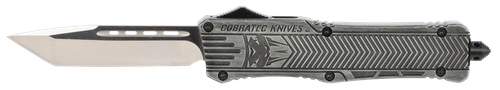 CobraTec Knives LSWCTK1LTNS CTK-1  Large 3.75" OTF Tanto Plain D2 Steel Blade/Stonewashed Aluminum Handle Features Glass Breaker Includes Pocket Clip                                                   