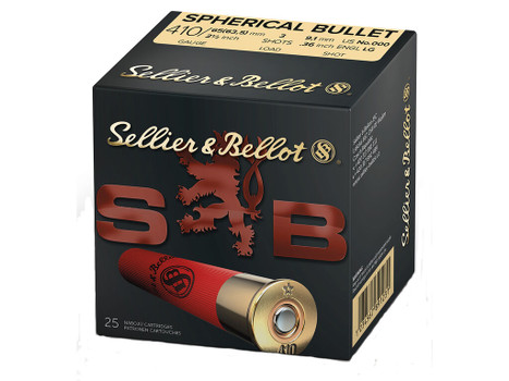 Sellier & Bellot SB410A Hunting 410Gauge 2.50" 3Pellets 1/2oz Spherical 000Buck Shot 25 Box/20 Case