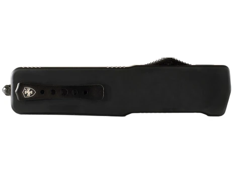 Templar Knife MZBR321 Premium Weighted Slim 3.16" OTF Drop Point Plain Black Oxide Stonewashed Powder Coated D2 Steel Blade, 4.93" Black Aluminum/Rubber Handle