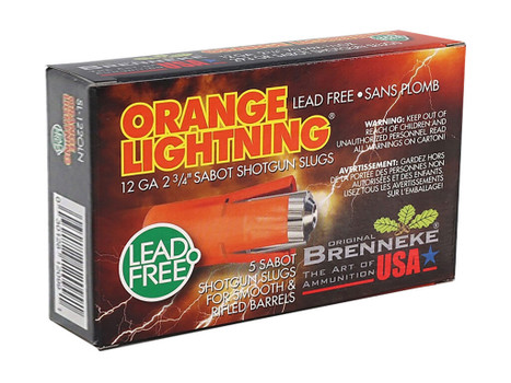 Brenneke SL122OLN Orange Lightning 12Gauge 2.75" 2/3oz Slug Shot 5 Per Box/50 Case