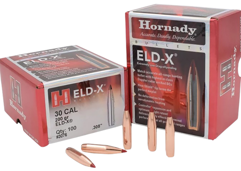 Hornady 3076 ELD-X  30 Cal .308 200 gr Extremely Low Drag eXpanding 100 Per Box/ 15 Case                                                                                                                