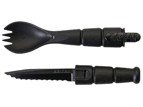 Ka-Bar 9909 Spork/Knife Black Creamid 2.50" Serrated 6.88" Long
