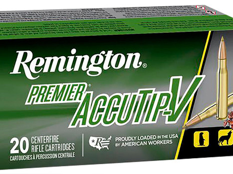 Remington Ammunition 29186 Premier Accutip-V 22-250Rem 50gr AccuTip V Boat Tail 20 Per Box/10 Case