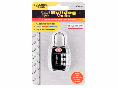 Bulldog BD8020 TSA Lock Open With Combination Black Steel