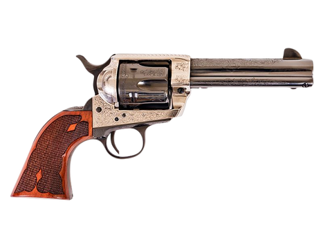 Cimarron PP400LSFW Frontier  357 Mag 6 Shot 4.75" Blued Barrel, Blued Cylinder, Old Silver Engraved Frame, Checkered Walnut Grip                                                                        