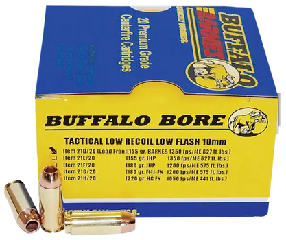 Buffalo Bore Ammunition 21D20 Buffalo-Barnes Strictly Business 10mmAuto 155gr Barnes TAC-XP Lead Free 20 Per Box/12 Case                                                                                