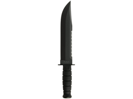 Ka-Bar 2211 Big Brother 9.38" Fixed Top Serrated/Bottom Straight Plain Black 1095 Cro-Van Blade, Black Kraton G Handle, Includes Sheath