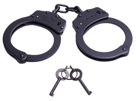 Uzi Accessories UZIHCCB Handcuffs Chain Black Stainless Steel Includes 2 Keys                                                                                                                           