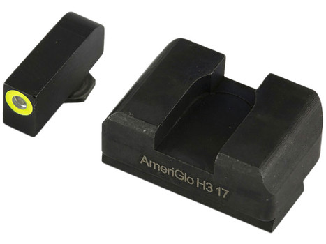 AmeriGlo GL611 Optic Compatible Sight Set for Glock XL Tall Green Tritium LumiGreen Outline Front Sight-Black Rear Sight