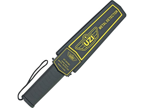 Uzi Accessories UZIHHSC1 Handheld Metal Detector Black/Yellow High-Impact Plastic Features LED Light