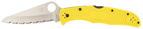 Spyderco C91SYL2 Pacific Salt 2 3.78" Folding Serrated Stonewashed H2 Steel/Blade Yellow FRN Handle                                                                                                     