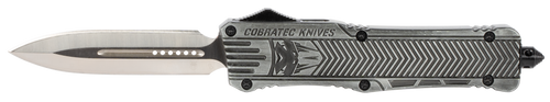 CobraTec Knives LSWCTK1LFAGNS CTK-1  Large 3.75" OTF Dagger Plain D2 Steel Blade/Stonewashed Aluminum Handle Features Glass Breaker Includes Pocket Clip                                                