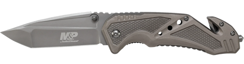 Smith & Wesson Knives SWP11GCP M&P Rescue 3.79" Folding Tanto Plain 7Cr15MoV SS Blade Aluminum Handle Includes Pocket Clip                                                                              