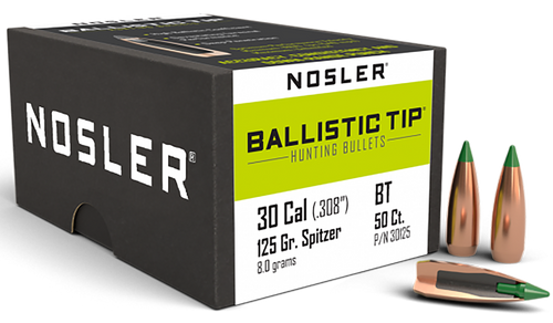 Nosler 30125 Ballistic Tip  30Cal 125gr Spitzer 50/Box                                                                                                                                                  