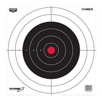 Birchwood Casey 37013 EZE-Scorer  12" Bullseye Paper Hanging Pistol/Rifle Black/Red 13 Per Pkg                                                                                                          