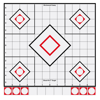 Birchwood Casey 34219 Shoot-N-C Reactive Target Self-Adhesive Paper White/Red 12" 5-Diamond 5 Pack                                                                                                      