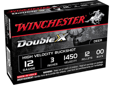 Winchester Ammo SB12300 Double X High Velocity 12Gauge 3" 12Pellets 00Buck Shot 5 Per Box/50 Case